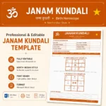 Janam Kundali North Indian Style – cover design, editable Word & PDF template