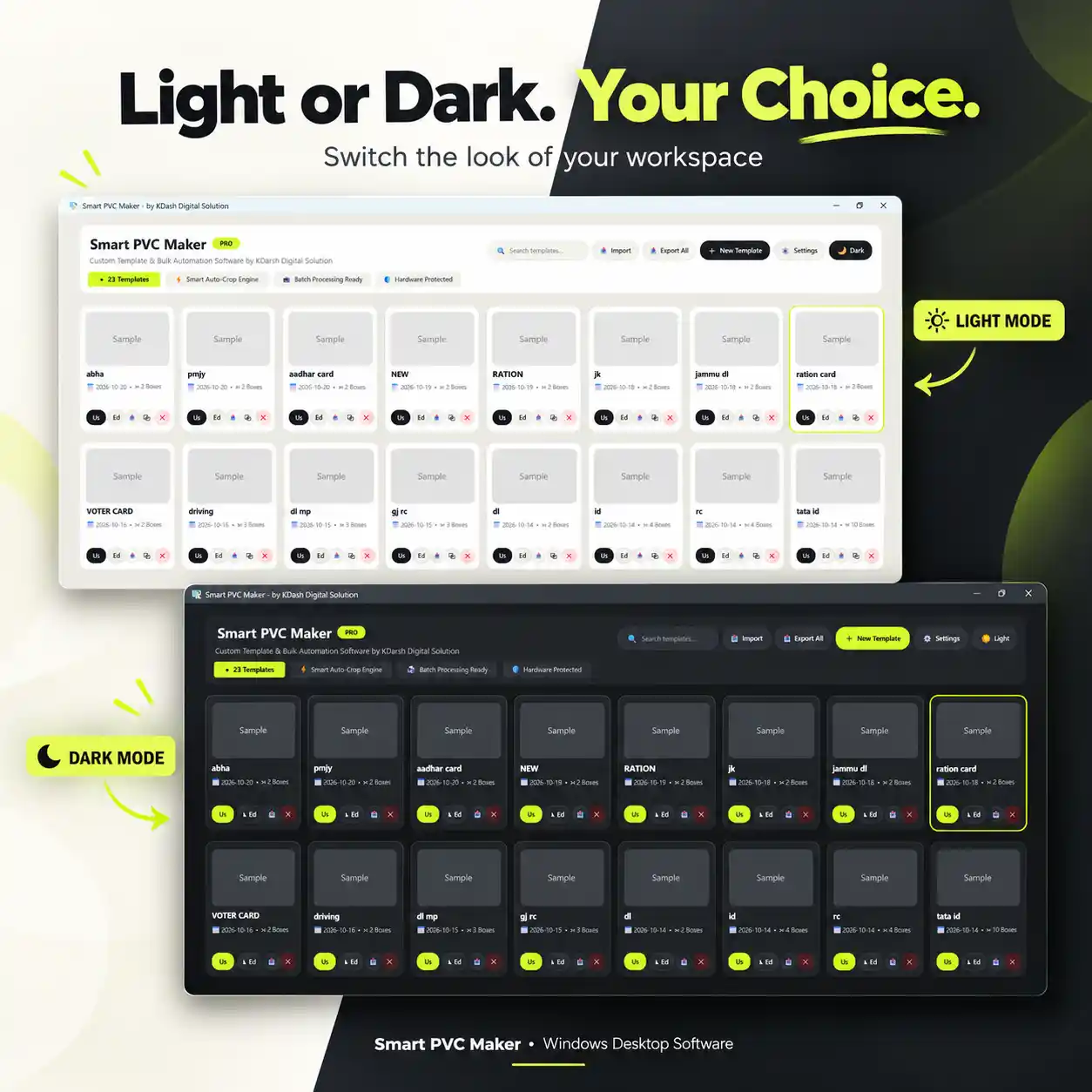 Smart PVC Maker light and dark workspace modes
