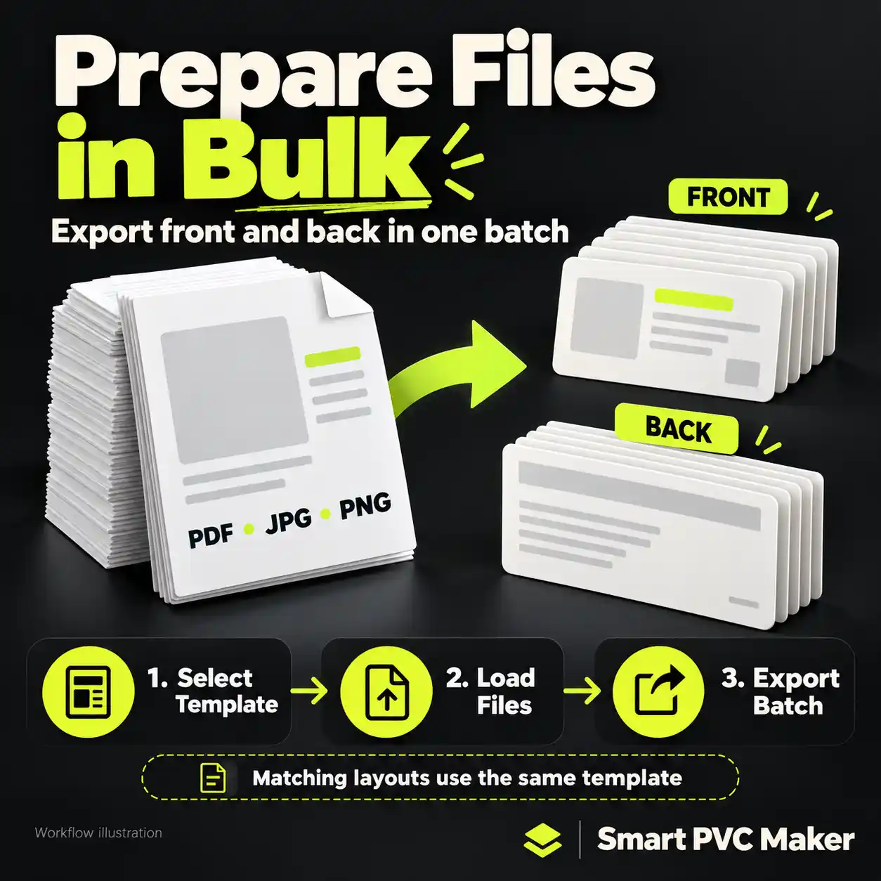 Bulk front and back file export workflow in Smart PVC Maker